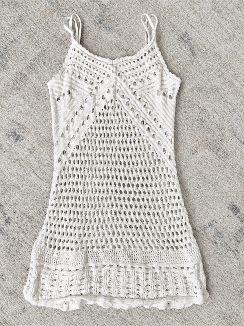 Aerie White Crochet Swim Cover Up Tank Dress